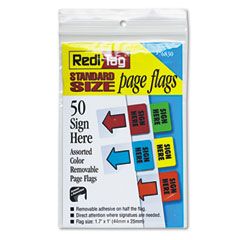 Redi-Tag Removable Page Flags, Green/Yellow/Red/Blue/Orange, 10/Color, 50/Pack RTG76830