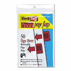 Redi-Tag Removable/Reusable Page Flags, "Sign Here", Red, 50/Pack RTG76809