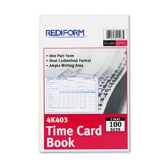 Rediform Employee Time Card, Weekly, 4-1/4 x 6, 100/Pad RED4K403