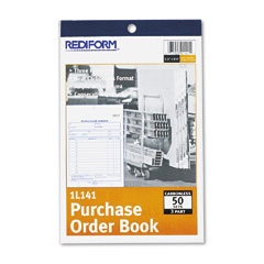 Rediform Purchase Order Book, 5-1/2 x 7-7/8 Bottom Punch, Three-Part Carbonless, 50 Forms RED1L141