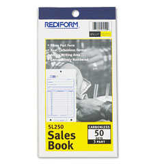 Rediform Sales Book, 3-5/8 x 6 3/8, Carbonless Triplicate, 50 Sets/Book RED5L250