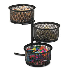 Rolodex 3 Tier Wire Mesh Swivel Tower Paper Clip Holder, 3 3/4 x 6 1/2 x 6, Black ROL62533