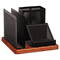 Rolodex Distinctions Desk Organizer, Metal/Wood, 5 7/8 x 5 7/8 x 4 1/2, Black/Cherry ROL1813918