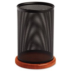 Rolodex Distinctions Jumbo Metal and Wood Pencil Cup, 4 1/2 dia. x 6 1/2, Black/Cherry ROL1813859