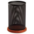 Rolodex Distinctions Jumbo Metal and Wood Pencil Cup, 4 1/2 dia. x 6 1/2, Black/Cherry ROL1813859