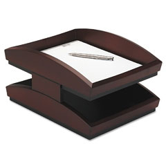 Rolodex Executive Woodline II Front Loading Legal Desk Tray, Two Tier, Wood, Mahogany ROL19270