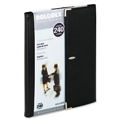 Rolodex Faux Leather Business Card Book Holds 240 2 1/4 x 4 Cards, Black/Silver ROL26507