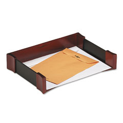 Rolodex Letter Tray, Leather/Wood, Mahogany ROL81759