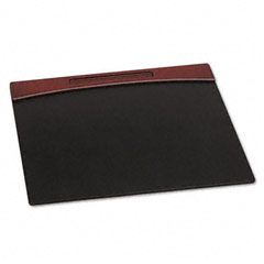 Rolodex Mahogany Wood and Black Faux Leather Desk Pad, 23 7/8 x 19 7/8 x 11/16 ROL81769