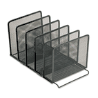 Rolodex Mesh Stacking Sorter, Five Sections, Metal, 8 1/2w x 14 1/4d x 7 1/2h, Black ROL22141