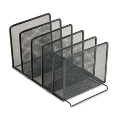 Rolodex Mesh Stacking Sorter, Five Sections, Metal, 8 1/2w x 14 1/4d x 7 1/2h, Black ROL22141