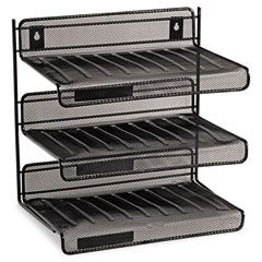 Rolodex Mesh Three-Tier Letter Size Desk Shelf, 12 1/2 x 9 1/4 x 12 1/2, Black ROL22341