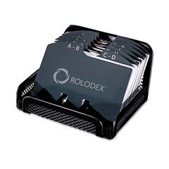 Rolodex Metal/Mesh Open Tray Business Card File Holds 125 2 1/4 x 4 Cards, Black ROL22291ELD