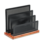 Rolodex Mini Sorter, Three Sections, Metal/Wood, 7 1/2 x 3 1/2 x 5 3/4, Black/Cherry ROL1813864