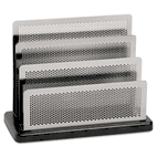 Rolodex Mini Sorter, Three Sections, Metal/Wood, 7 1/2 x 3 1/2 x 5 3/4, Black/Silver ROLE23572