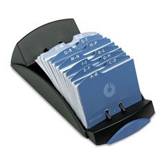 Rolodex Open Tray Business Card File, 100 Sleeves, Black ROL67186RR