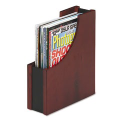 Rolodex Wood and Faux Leather Magazine File, 3 1/2 x 10 x 11 13/16, Black/Mahogany ROL81768