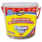 RoseArt Crayons, Classic Colors, Resealable Bucket with Sharpener, 151/Pk RAI48156UA8