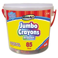 RoseArt Crayons, Classic Colors, Resealable Bucket with Sharpener, 85/Pk RAI48155UA8