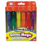 RoseArt Glitter Magic Markers, Washable, Assorted Colors, 6/Set RAI3485YA24