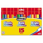 RoseArt Washable Broadline Markers, 15 Assorted Colors, 15/Set RAI3190VA24