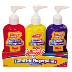 RoseArt Washable Finger Paint, Blue/Red/Yellow, 8 oz RAI48343UA8