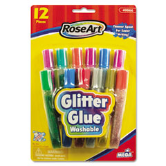 RoseArt Washable Glitter Glue Pens, Assorted, .36 oz Tube, 12/Pack RAI40066UA24