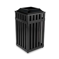 Rubbermaid Commercial Avenue Open Top Waste Receptacle, Square, Steel, 16 gal, Black RCPMHSQ18PLBK
