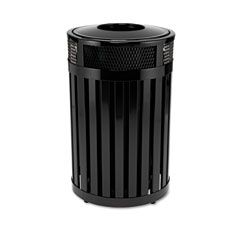 Rubbermaid Commercial Avenue Small Open Top Waste Receptacle, Round, Steel, 23 gal, Black RCPMH24PLBK