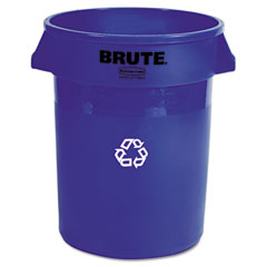 Rubbermaid Commercial Brute Recycling Container, Round, Plastic, 32 gal, Blue RCP263273BE
