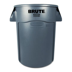 Rubbermaid Commercial Brute Vented Trash Receptacle, Round, 44 gal, Gray RCP264360GY