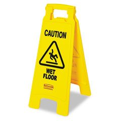 Rubbermaid Commercial Caution Wet Floor Floor Sign, Plastic, 11 x 1-1/2 x 26, Bright Yellow RCP611277YW