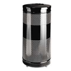Rubbermaid Commercial Classics Perforated Open Top Receptacle, Round, Steel, 25 gal, Black RCPS3ETBK