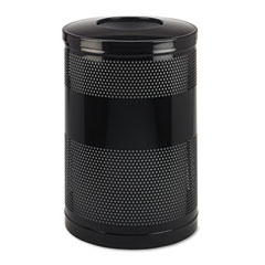 Rubbermaid Commercial Classics Perforated Open Top Receptacle, Round, Steel, 51 gal, Black RCPS55ETBK