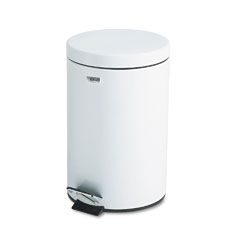 Rubbermaid Commercial Economical Step Can, Round, Steel, 3 1/2 gal, White RCPMST35EPLWH