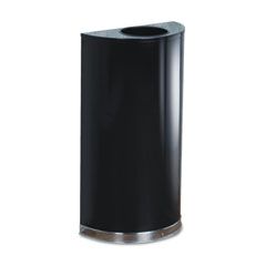 Rubbermaid Commercial European & Metallic Series Open Top Receptacle, Half-Round, 12 gal, Black/Chrome RCPSO1220B