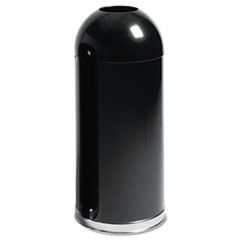 Rubbermaid Commercial European & Metallic Series Open Top Receptacle, Round, 15 gal, Black RCPR1536EOTGLBK