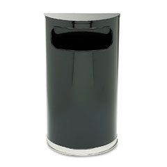 Rubbermaid Commercial European & Metallic Series Receptacle, Half-Round, 9 gal, Black/Chrome RCPSO820BPL