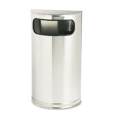 Rubbermaid Commercial European & Metallic Series Receptacle, Half-Round, 9 gal, Satin Stainless RCPSO8SSSPL