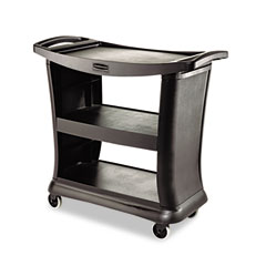 Rubbermaid Commercial Executive Service Cart, 3-Shelf, 20-1/3w x 38-9/10d, Black RCP9T6800BK