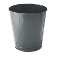 Rubbermaid Commercial Fire-Safe Wastebasket, Round, Steel, 6 1/2 gal, Gray RCPWB26GY