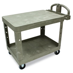 Rubbermaid Commercial Flat Shelf Utility Cart, 2-Shelf, 25-7/8w x 43-7/8d x 33-1/3h, Beige RCP452500BG