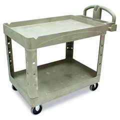 Rubbermaid Commercial Heavy-Duty Utility Cart, 2-Shelf, 25-7/8w x 45-1/4d x 33-1/4h, Beige RCP452088BG