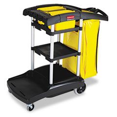 Rubbermaid Commercial High Capacity Cleaning Cart, 21-3/4w x 49-3/4d x 38-3/8h, Black RCP9T7200BK