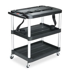 Rubbermaid Commercial Media Master AV Cart, 3-Shelf, 18-3/4w x 32-3/4d x 33h, Black RCP9T28