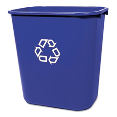 Rubbermaid Commercial Medium Deskside Recycling Container, Rectangular, Plastic, 28 1/8 qt, Blue RCP295673BE