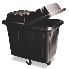 Rubbermaid Commercial Metal Frame Cube Truck, Rectangular, Polyethylene, 400-lb cap, 12 cu ft, Black RCP461200BLA