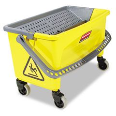 Rubbermaid Commercial Press Wring Bucket for Microfiber Flat Mops, Yellow RCPQ90088YW