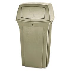 Rubbermaid Commercial Ranger Fire-Safe Container, Square, Structural Foam, 35 gal, Beige RCP843088BG