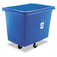 Rubbermaid Commercial Recycling Cube Truck, Rectangular, Polyethylene, 500-lb cap, Blue RCP461673BE